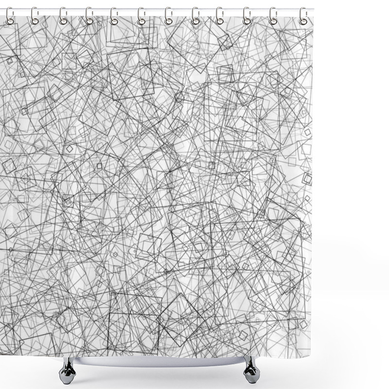 Personality  Pattern With Random Intersecting Squares.  Shower Curtains