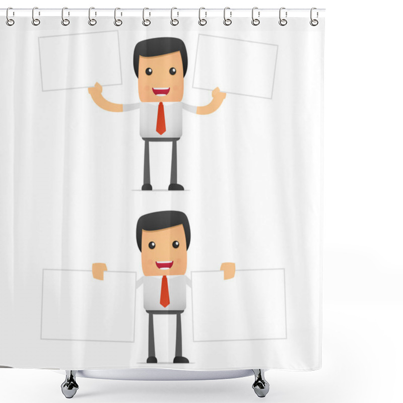 Personality  Set Of Funny Cartoon Manager Shower Curtains