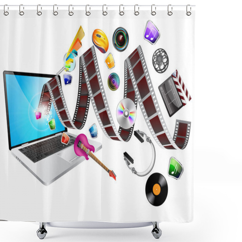 Personality  Laptop Multimedia Shower Curtains