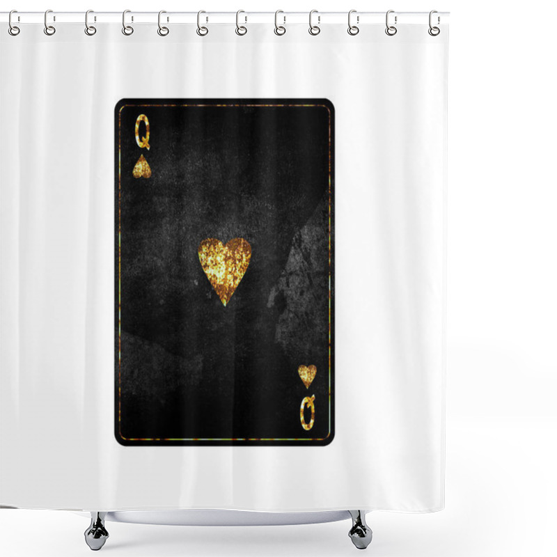 Personality  Queen Of Hearts, Grunge Card Isolated On White Background. Playing Cards. Design Element. Gambling. Shower Curtains