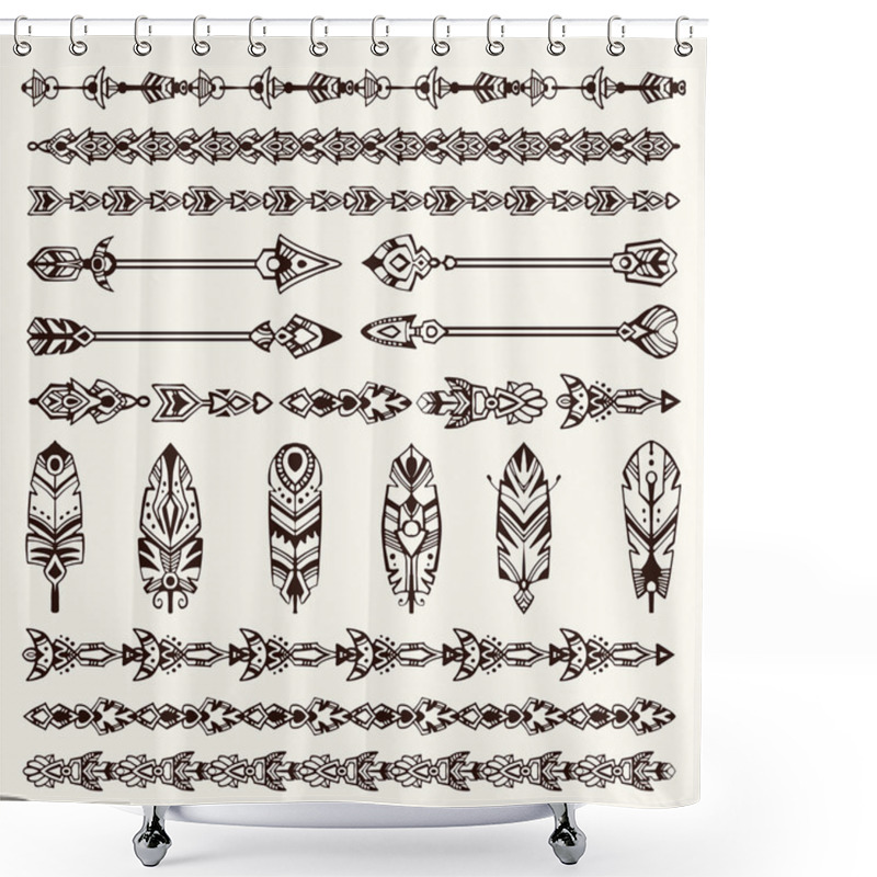 Personality  Big Set Of Design Elements In Bohemian (boho) And Tribal Style Shower Curtains