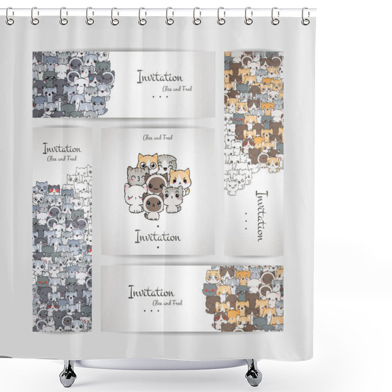 Personality  Card Templates With Cartoon Cats And Dogs  Shower Curtains