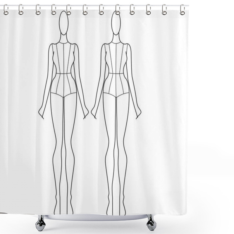 Personality  FEMALE WOMEN CROQUIS FRONT BACK SIDE POSES VECTOR SKETCH Shower Curtains