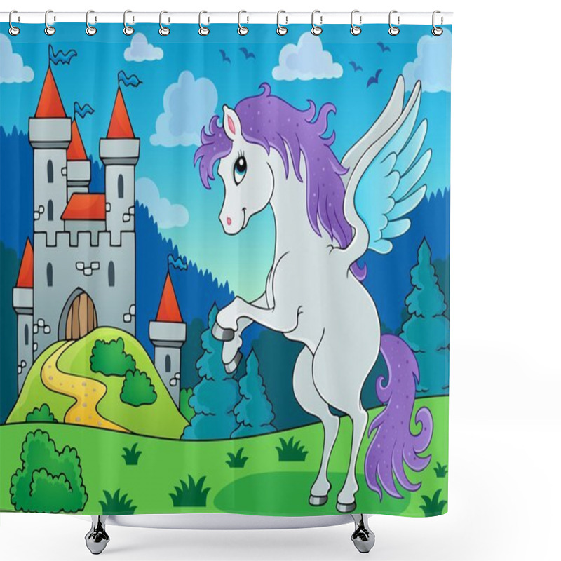 Personality  Fairy Tale Pegasus Theme Image 3 Shower Curtains