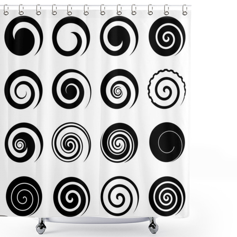 Personality  Set Of Simple Spirals, Isolated Vector Graphic Shower Curtains