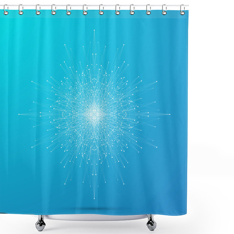 Personality  Geometric Abstract Form With Connected Line And Dots. Graphic Background For Your Design. Vector Illustration Shower Curtains