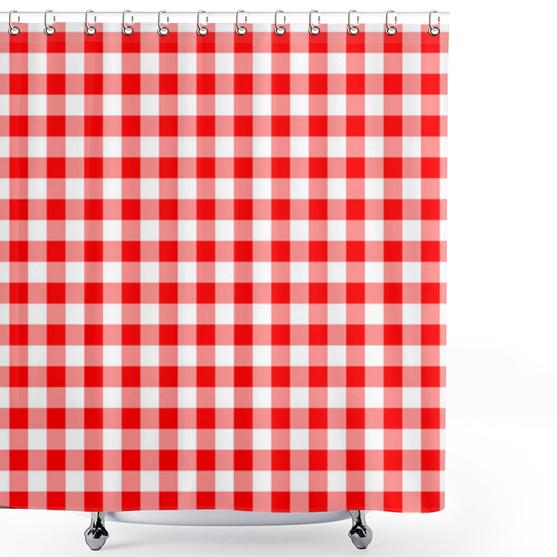 Personality  Gingham Red Seamless Pattern. Checkered Plaid Design Background. Shower Curtains