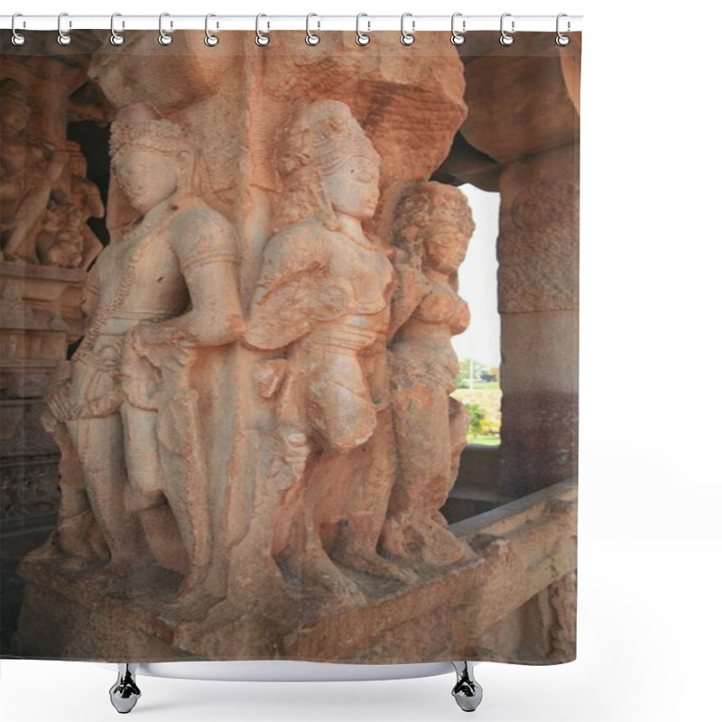 Personality  The Interior Of Hindu Temples - Sculptural Images Of The Gods, Heroes Of The Ancient Indian Epic, Sculptural Reliefs, Carved Ornaments, Murals On Mythological Themes, Flagpole Columns. Durga Temple And Others, Aikhole, Karnataka, India Shower Curtains