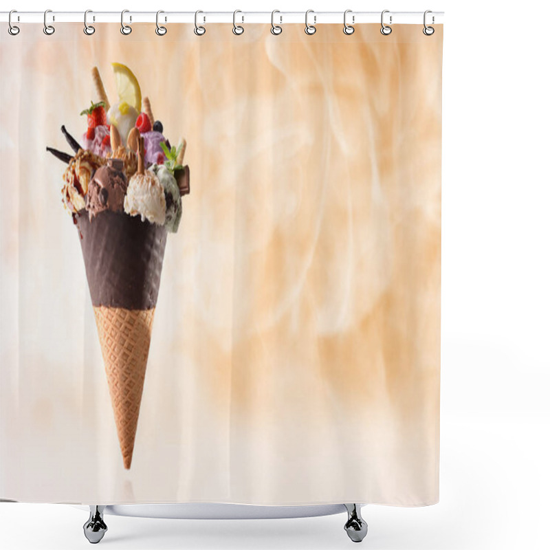 Personality  Cone With Assortment Of Natural Fruit Ice Cream And Steam Shower Curtains