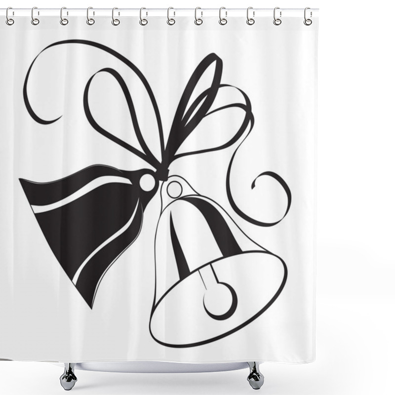 Personality  Bell Sketch For Christmas Or Wedding With Bow Shower Curtains