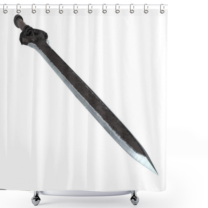 Personality  Fantasy Longsword With Large Guard On An Isolated White Background. 3d Illustration Shower Curtains