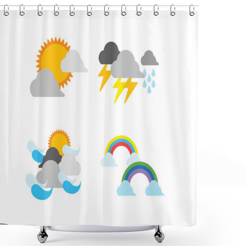 Personality  Set Of Weather Icons Shower Curtains