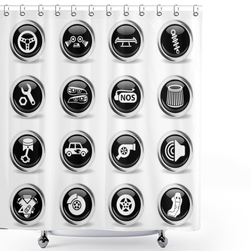 Personality  Auto Tuning Icon Set Shower Curtains