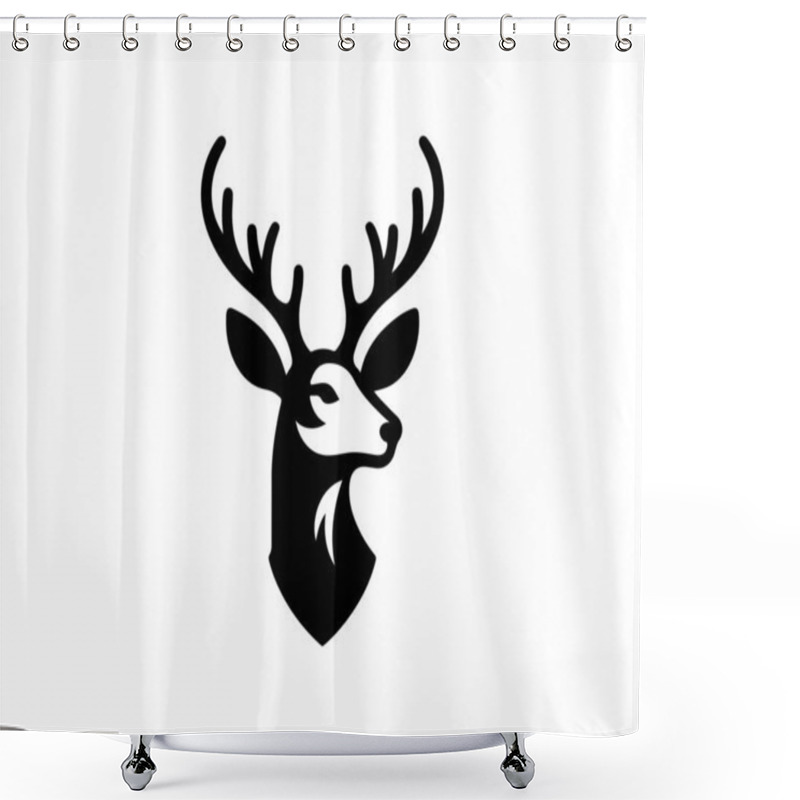 Personality  Deer Logo Vector Template. Deer Icon Symbol Vector Illustration. Deer Silhouette Logo Black And White. Shower Curtains