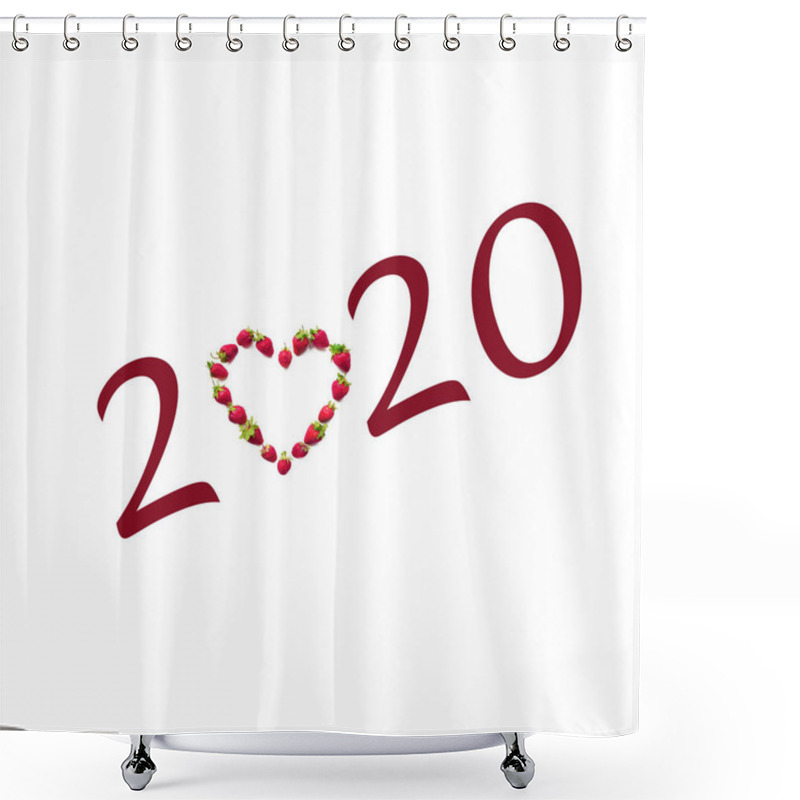 Personality  Christmas Motif With Heart Shaped Strawberries (2020, New Year C Shower Curtains