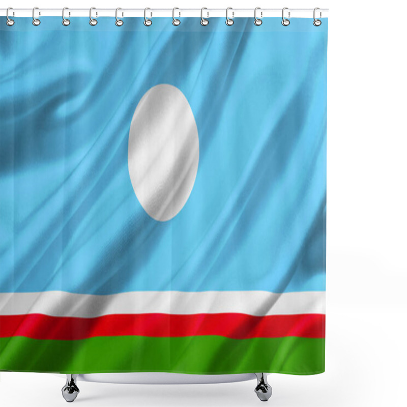 Personality  Sakha Republic Flag Waving With The Wind, 3D Illustration. Shower Curtains