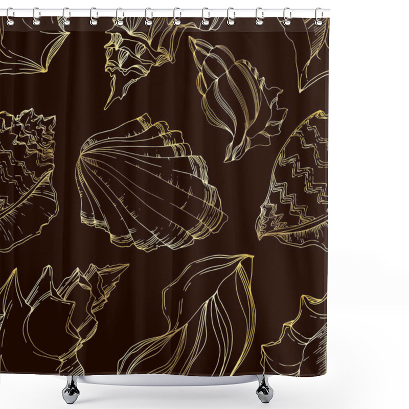 Personality  Vector Summer Beach Seashell Tropical Elements. Black And White  Shower Curtains