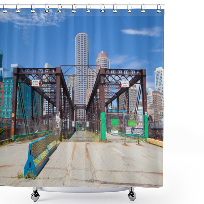 Personality  Boston Skyline And Northern Avenue Bridge.  Shower Curtains