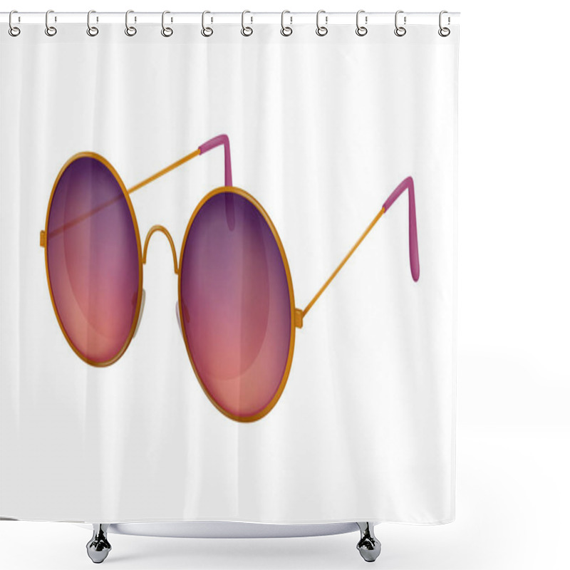 Personality  Sunglasses Realistic Composition With Isolated Image Of Aviator Eyeglasses On Blank Background Vector Illustration Shower Curtains