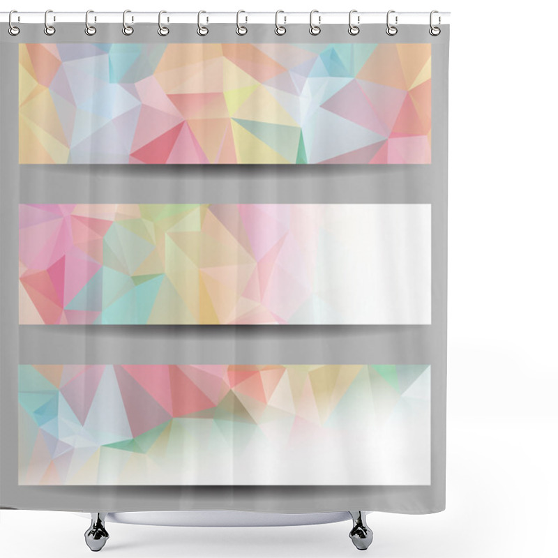 Personality  Set Of Banners With Abstract Triangles Shower Curtains