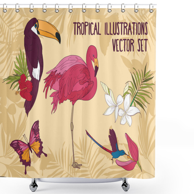 Personality  Birds And Flowers In Jungle Shower Curtains