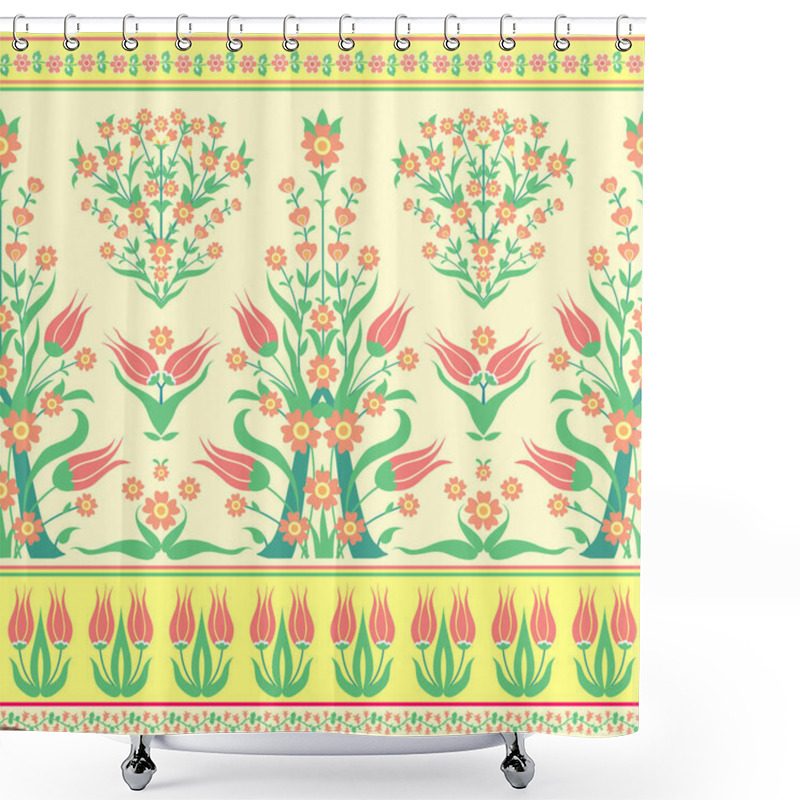 Personality  Ornate Pattern Of Tulips, Floral Background Shower Curtains