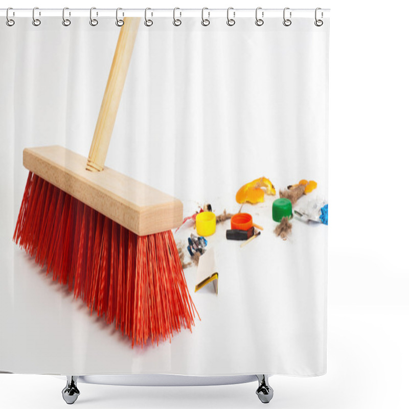 Personality  Modern Red Broom Shower Curtains