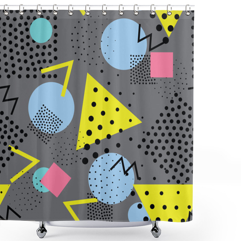 Personality  Seamless Geometric Pattern In Retro, Memphis 80s Style Shower Curtains