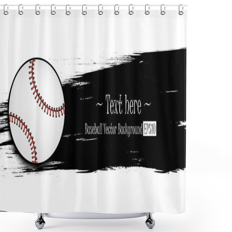 Personality  Hand Drawn Grunge Banners With Baseball Ball Shower Curtains