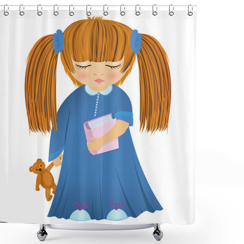 Personality  Cartoon Sleepy Girl Vector Shower Curtains