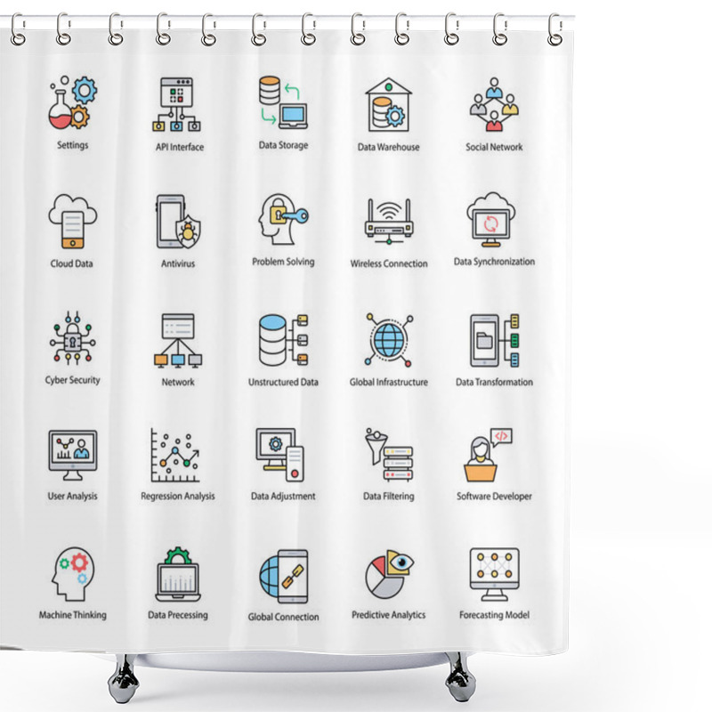 Personality  Data Science Flat Vector Icons  Shower Curtains