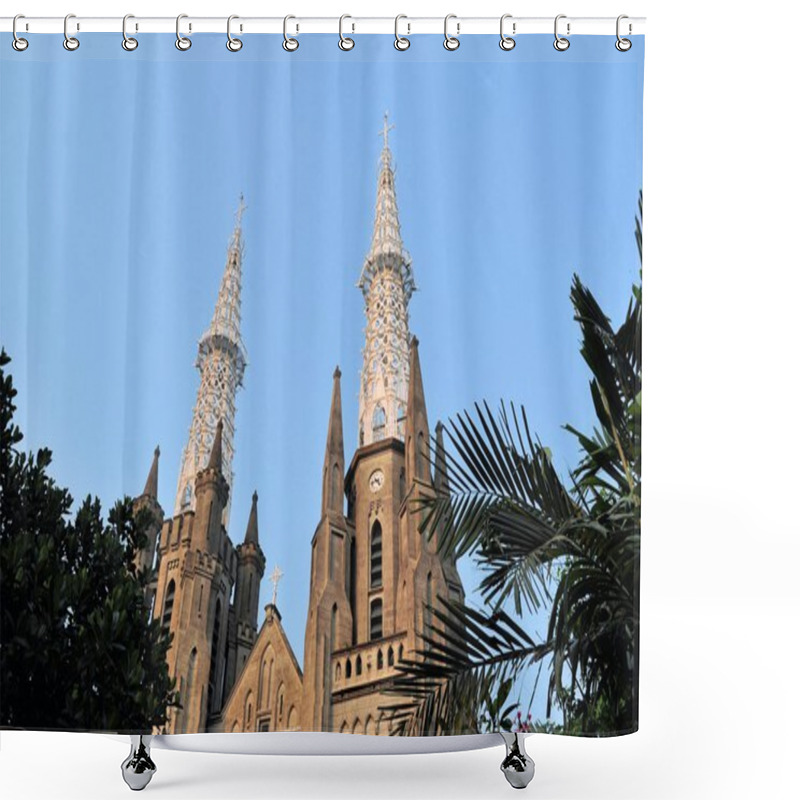 Personality  Neo-gothic Roman Catholic Cathedral, Jakarta, Indonesia Shower Curtains