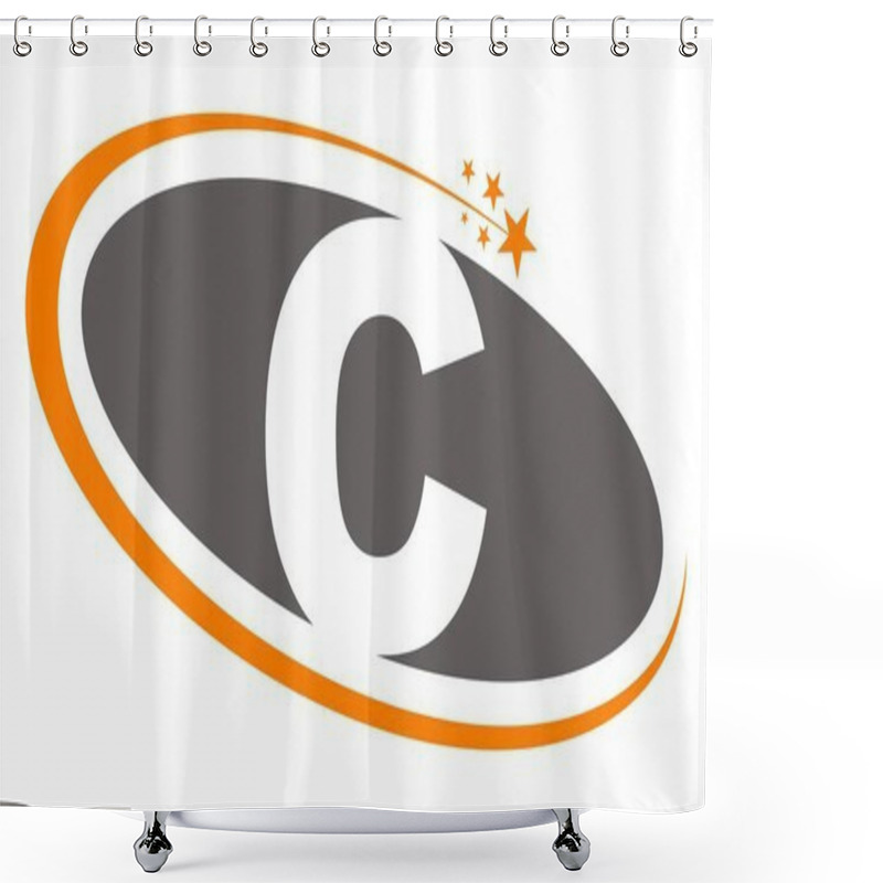 Personality  Swoosh Star Letter C Shower Curtains