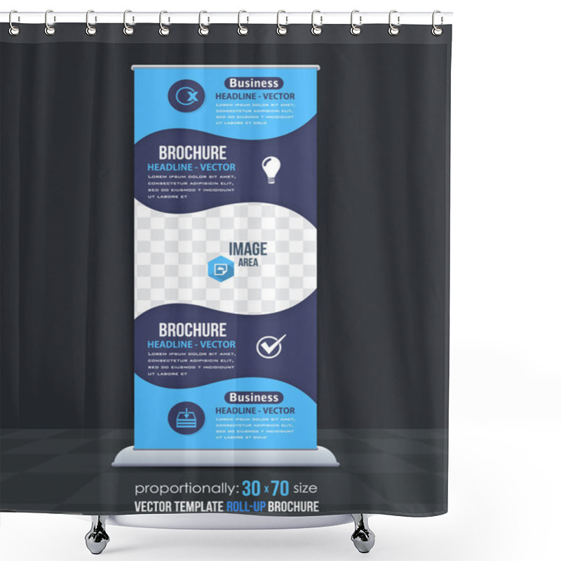 Personality  Business Theme Roll-Up Banner Design, Advertising Vector Template Shower Curtains