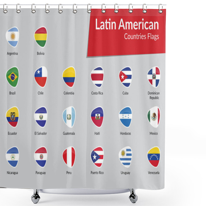 Personality  Latin American Countries Flag Icon Collection Shower Curtains