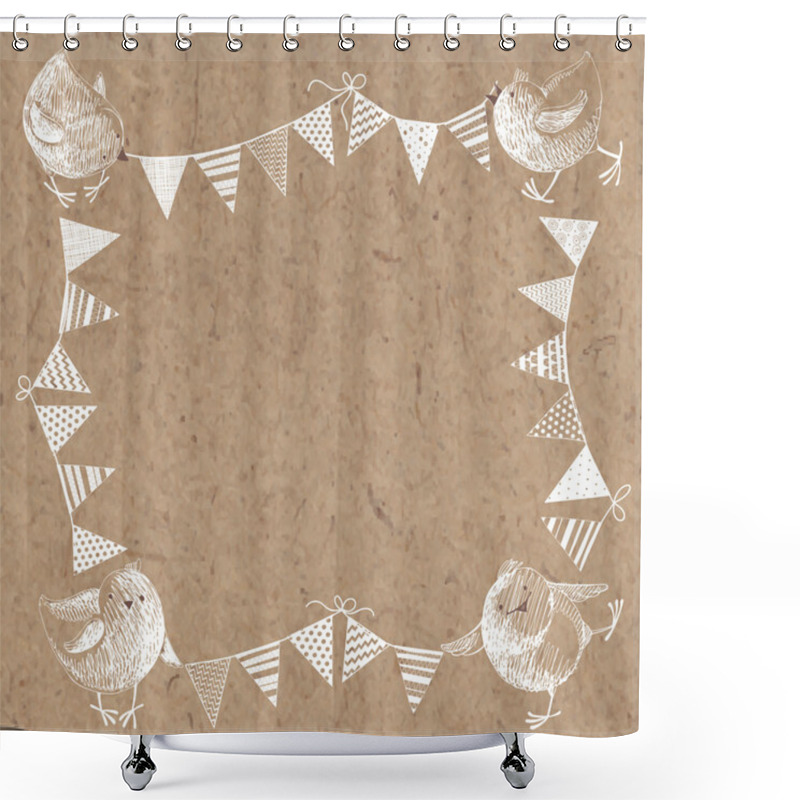 Personality  Chickens And  Bunting Flags Shower Curtains