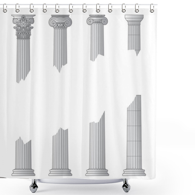 Personality  Destroyed Historic Greek Antique Columns With Capitals Of Different Orders And With Place For Text Shower Curtains