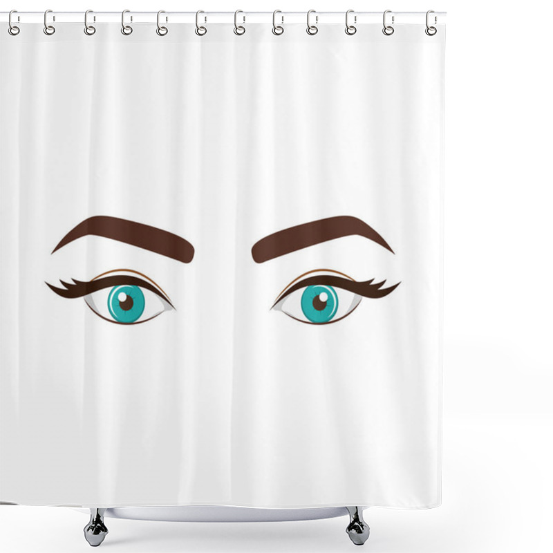 Personality  Womans Look With Blue Eyes Expressive Shower Curtains