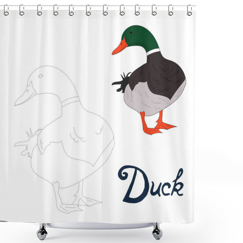 Personality  Educational Game Connect Dots To Draw Duck Bird Shower Curtains