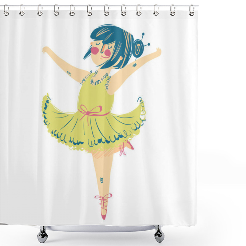 Personality  Cute Little Ballerina In Beautiful Dress Shower Curtains