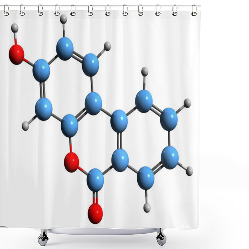 Personality   3D Image Of Urolithin B Skeletal Formula - Molecular Chemical Structure Of Human Gut Phenolic Compound Isolated On White Background Shower Curtains