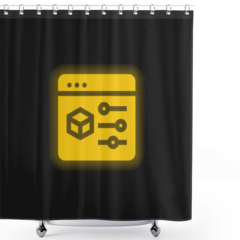 Personality  3d Print Yellow Glowing Neon Icon Shower Curtains