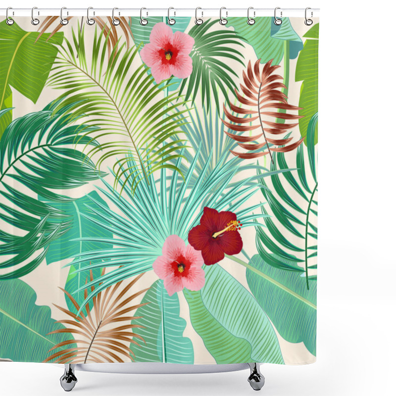 Personality  Seamless Pattern Of Exotic Jungle Plant Tropical Palm Leaves, Floral Vector. Nature Wallpaper.Vector Background. Shower Curtains