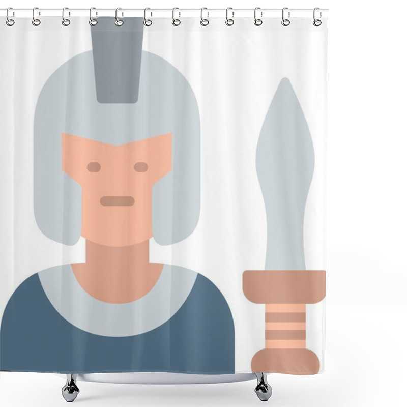 Personality  Achilles Flat Vector Icon Design Shower Curtains