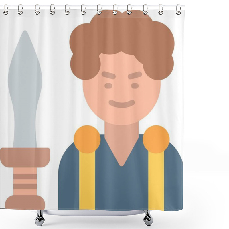 Personality  Theseus Flat Vector Icon Design Shower Curtains