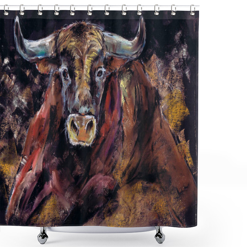 Personality  Running Bull. Symbol 2021. Shower Curtains