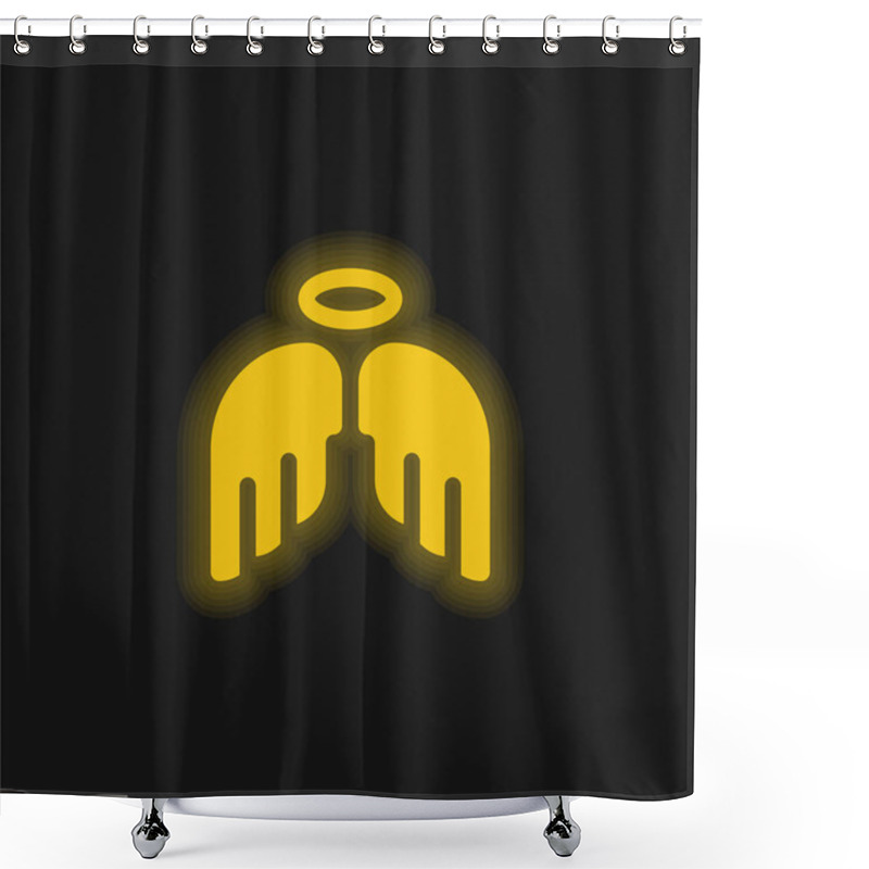 Personality  Angel Yellow Glowing Neon Icon Shower Curtains