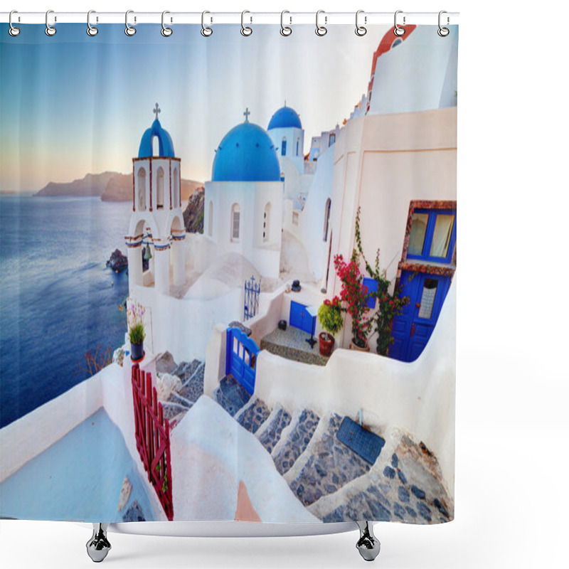 Personality  Oia Town On Santorini Shower Curtains