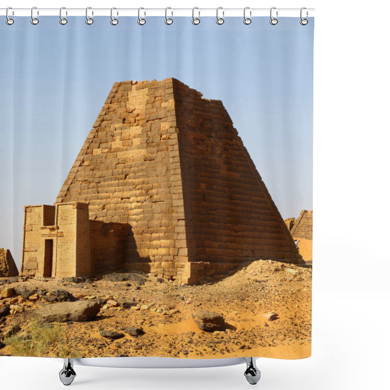 Personality  In Africa Sudan Meroe The Antique Pyramids Of The Black Pharaohs In The Middle Of The Deser Shower Curtains