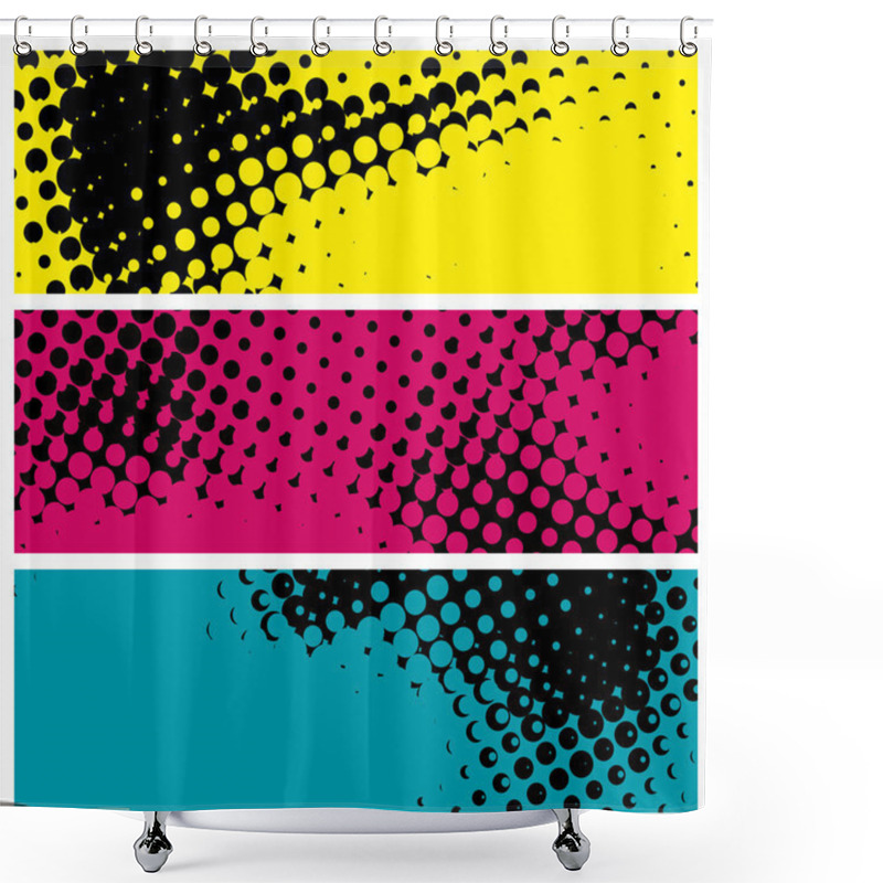 Personality  Grunge Halftone Banners Shower Curtains